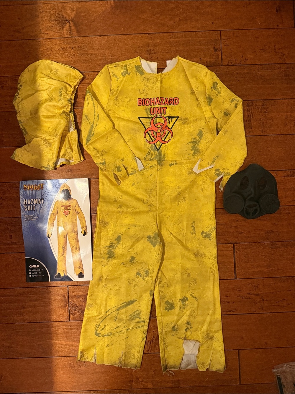 Spirit Yellow Biohazard Unit Kids Hazard Suit Costume with Hood and Mask